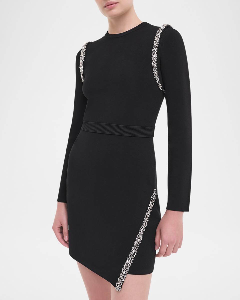 Nyx Embellished Long-Sleeve Wrap Dress